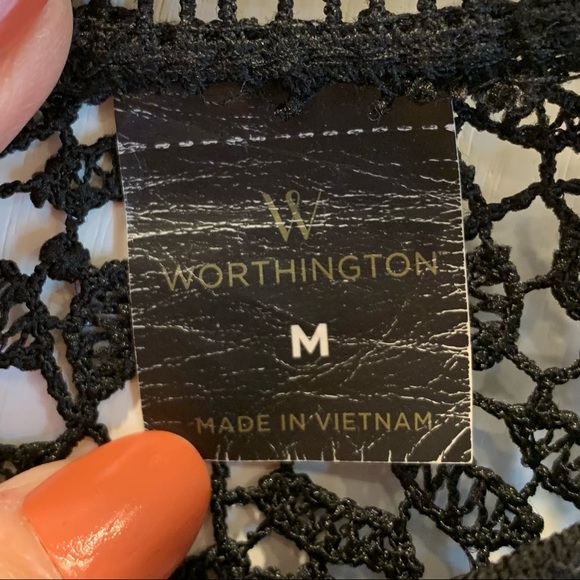 Worthington Black Lace Top‎ Bell Sleeves M - Picture 5 of 9